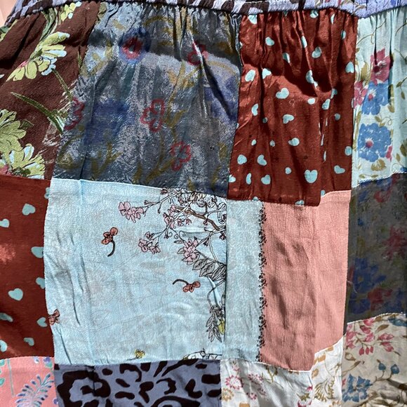 Palak Quilted Patchwork Bohemian Art To Wear Artsy Viscose Sheath Maxi Dress L - Picture 6 of 12